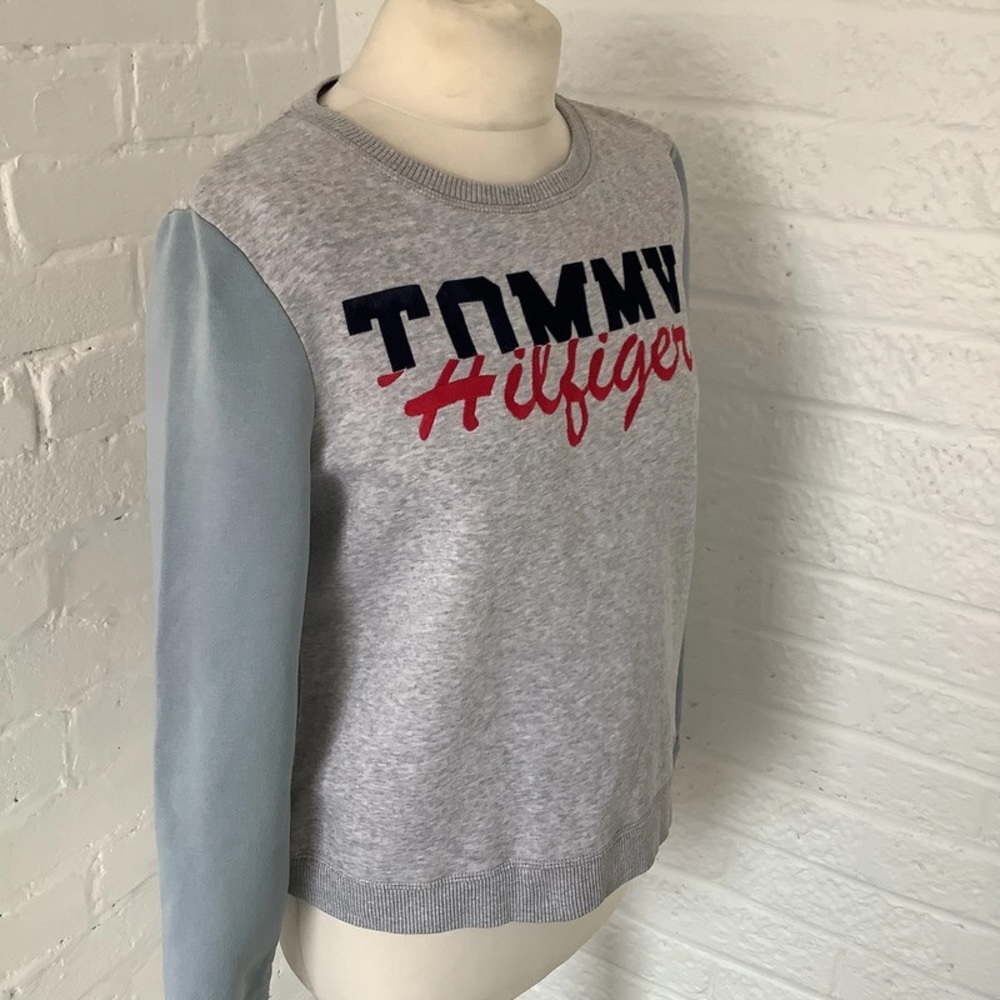 Tommy Hilfiger Spellout Sweatshirt - Size XS - Grey - Cotton - P2P 20 - Picture 3 of 8